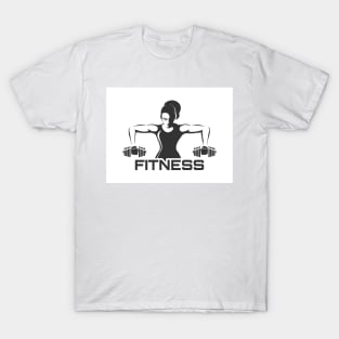 Woman with Dumbbell Fitness Club Design T-Shirt